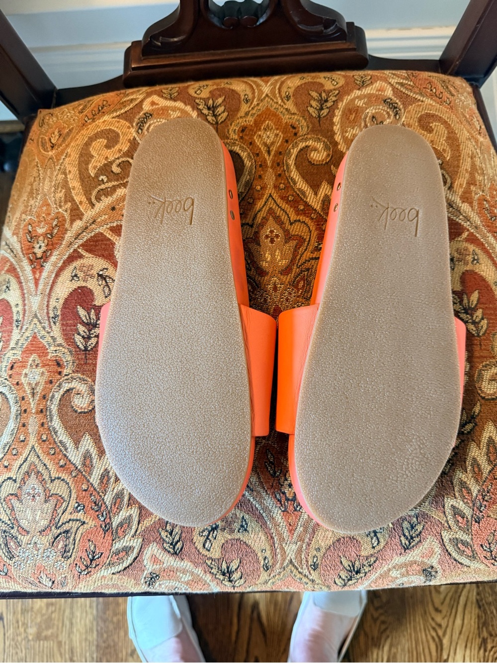 Beek Coral Leather Slide Sandals Tangerine color size 9 memory foam footbed - Picture 8 of 12